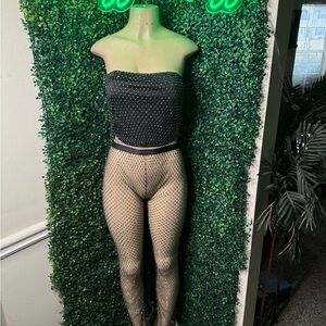 Black Mesh Rhinestone 2 Piece Set